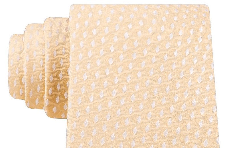 Gravata Masculina Geométrica Michael Kors 100% Seda Amarela Tamanho Regular