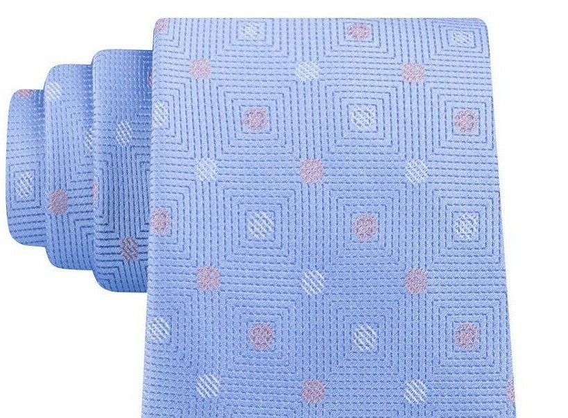 Gravata masculina Michael Kors azul claro de bolinhas 100% seda tamanho regular