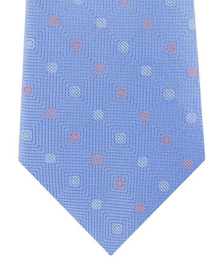 Gravata masculina Michael Kors azul claro de bolinhas 100% seda tamanho regular