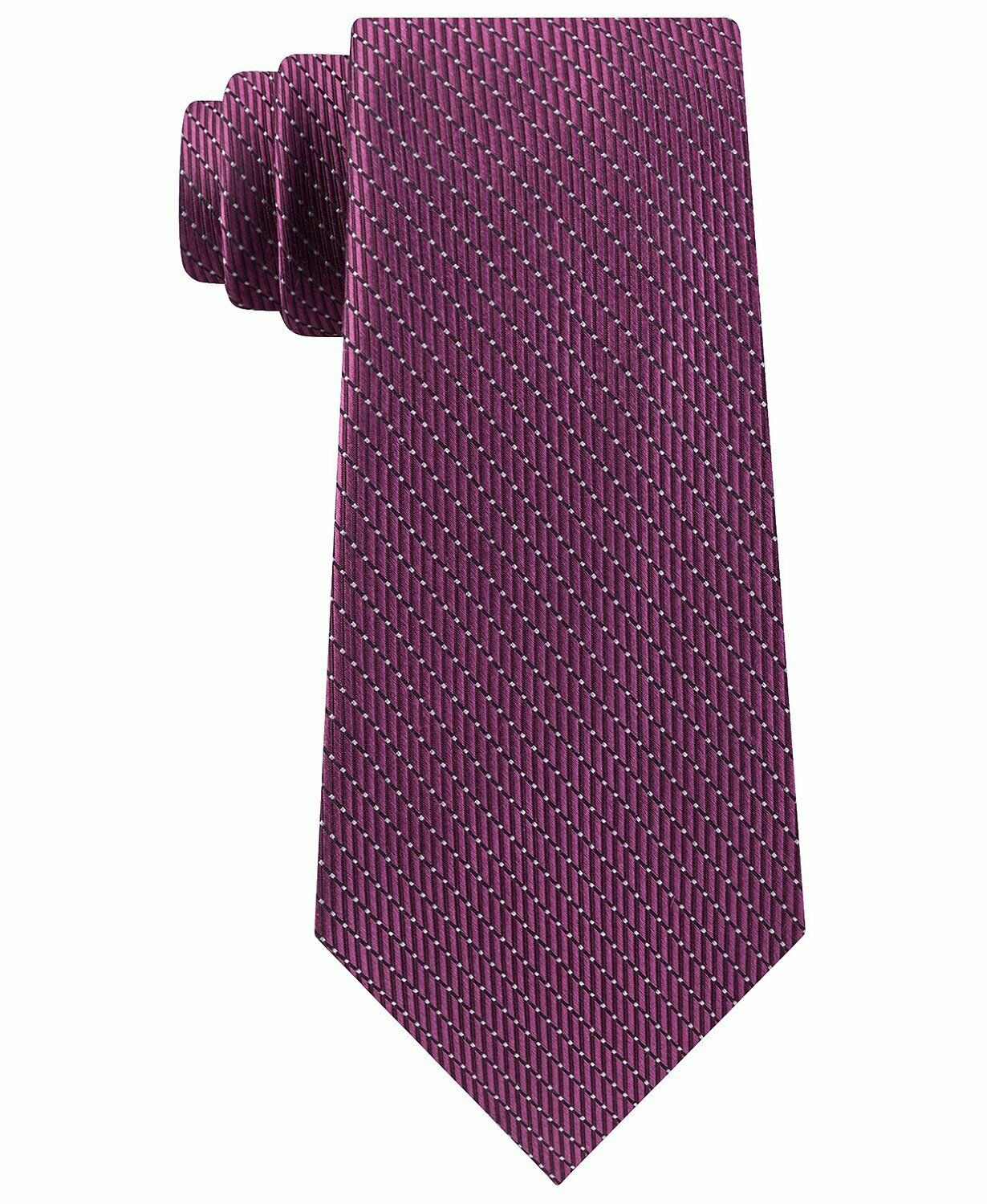 Gravata de cetim listrada clássica Michael Kors masculina, rosa, roxa, tamanho regular