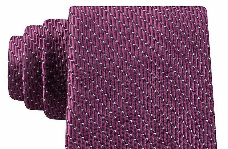 Gravata de cetim listrada clássica Michael Kors masculina, rosa, roxa, tamanho regular