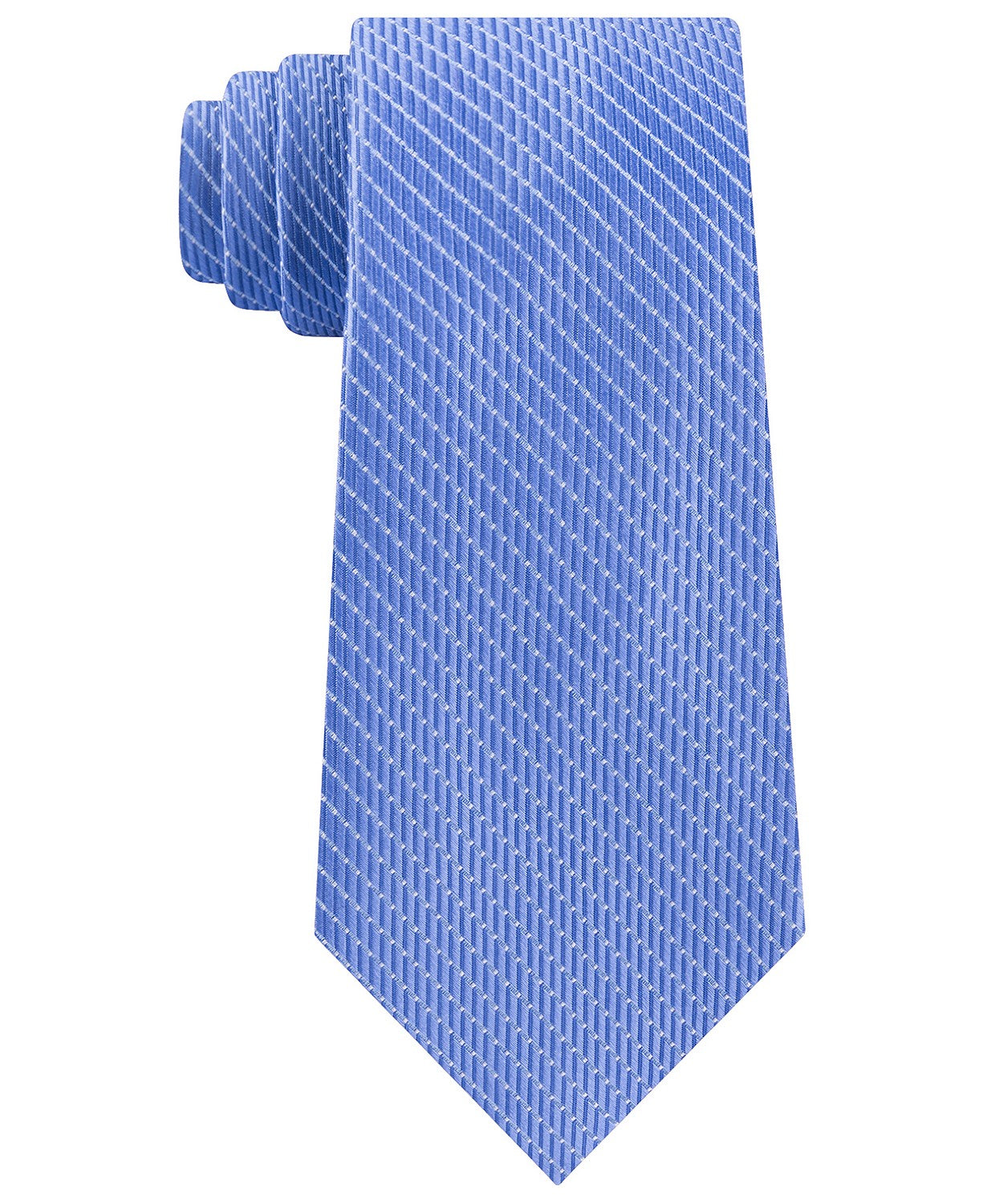 Gravata de cetim listrada clássica Michael Kors masculina, azul, tamanho único
