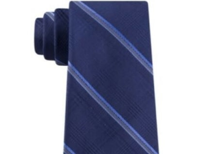 Gravata de seda listrada xadrez Glen tonal clássica masculina Michael Kors, tamanho azul-marinho, regular