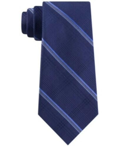Gravata de seda listrada xadrez Glen tonal clássica masculina Michael Kors, tamanho azul-marinho, regular
