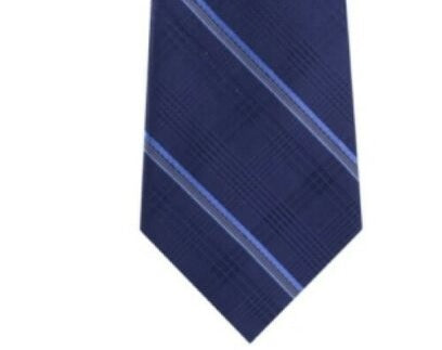 Gravata de seda listrada xadrez Glen tonal clássica masculina Michael Kors, tamanho azul-marinho, regular