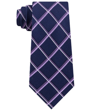 Gravata xadrez azul escuro com diamantes Michael Kors masculina, turquesa, tamanho regular