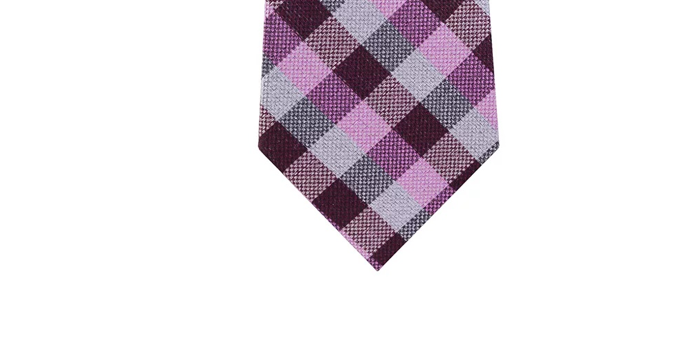 Gravata xadrez xadrez clássica Michael Kors masculina rosa médio roxo tamanho regular