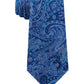 Gravata de seda Paisley clássica balanceada masculina Michael Kors, azul, tamanho regular