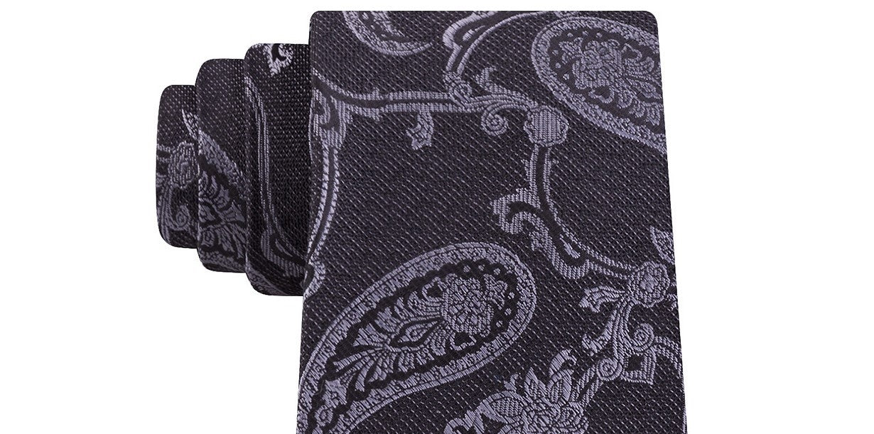Gravata Michael Kors Masculina Pristine Classic Paisley Preta Tamanho Regular