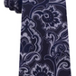 Gravata masculina Michael Kors com estampa paisley e contorno intrincado, tamanho regular, azul-marinho