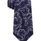 Gravata masculina Michael Kors com estampa paisley e contorno intrincado, tamanho regular, azul-marinho