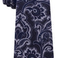 Gravata masculina Michael Kors com estampa paisley e contorno intrincado, tamanho regular, azul-marinho