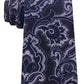 Gravata masculina Michael Kors com estampa paisley e contorno intrincado, tamanho regular, azul-marinho