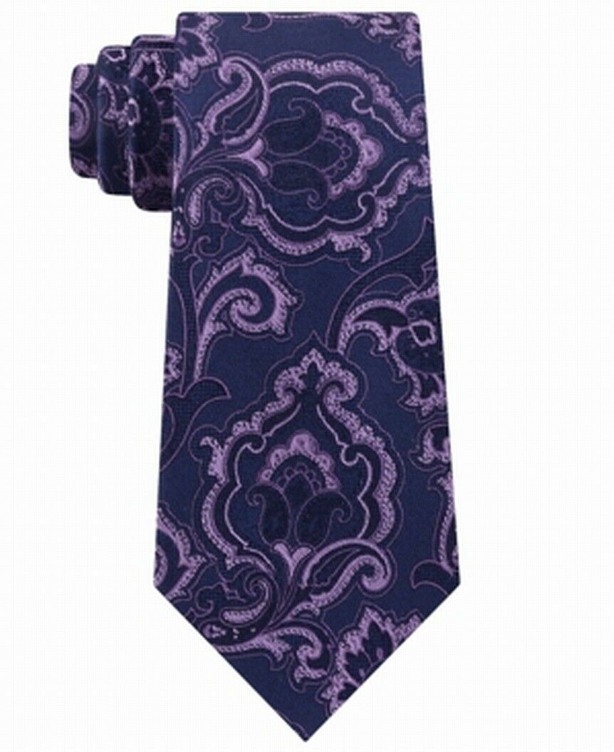 Gravata masculina Michael Kors Intricate Outline Paisley roxa tamanho regular