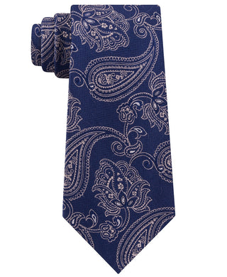 Gravata de seda Paisley masculina Michael Kors Azul Tamanho Regular