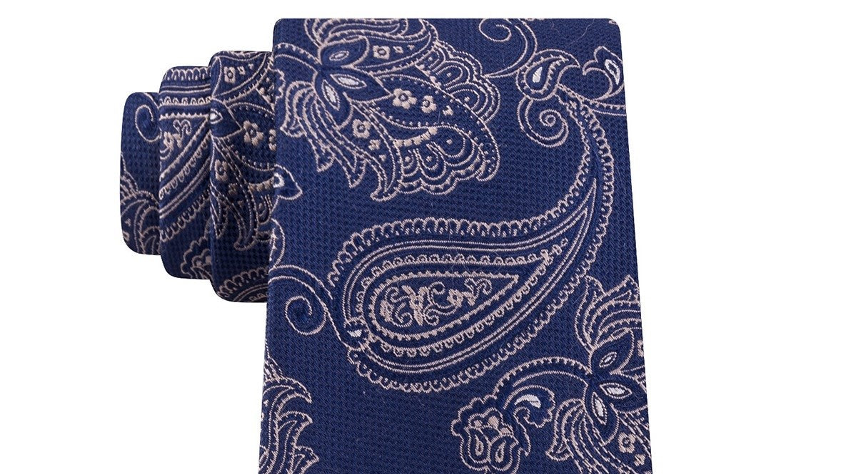 Gravata de seda Paisley masculina Michael Kors Azul Tamanho Regular