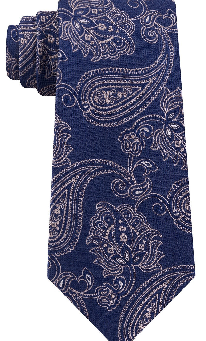 Gravata Michael Men's Kors Paisley Azul Marinho Tamanho Regular