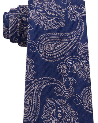 Gravata Michael Men's Kors Paisley Azul Marinho Tamanho Regular