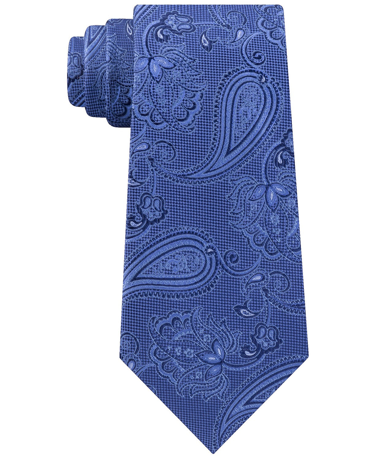 Gravata de seda com estampa paisley azul masculina Michael Kors, tamanho regular, azul-marinho
