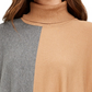 Alfani Suéter Poncho Feminino Gola Alta Colorblock Marrom Tamanho Grande