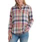 Lucky Brand Women's Classic One-Pocket Plaid Shirt Blue Size Extra Small
