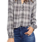 Blusa xadrez popover Lucky Women's Brand Jessica, preta, tamanho médio