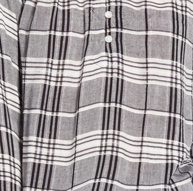 Blusa xadrez popover Lucky Women's Brand Jessica, preta, tamanho médio