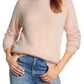 Suéter feminino Lucky Brand Eyelash com gola redonda, rosa, tamanho médio