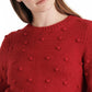 Suéter feminino Lucky Brand com gola redonda e ponto pompom, mistura de algodão, vermelho, tamanho P