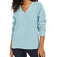 Suéter feminino Lucky Brand Chevron canelado em chenille azul tamanho pequeno