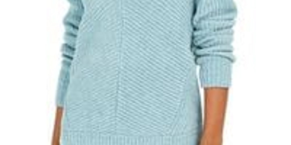 Suéter feminino Lucky Brand Chevron canelado em chenille azul tamanho pequeno