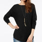 INC International Concepts Suéter Túnica Feminino Petite Preto Tamanho Petit