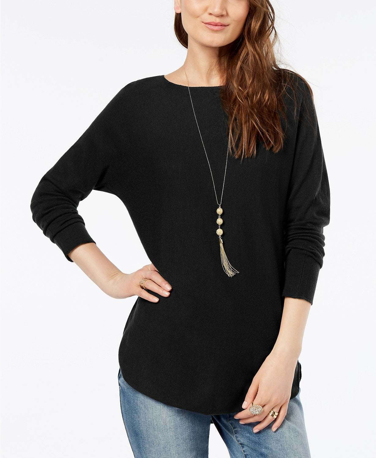 INC International Concepts Suéter Túnica Feminino Petite Preto Tamanho Petit