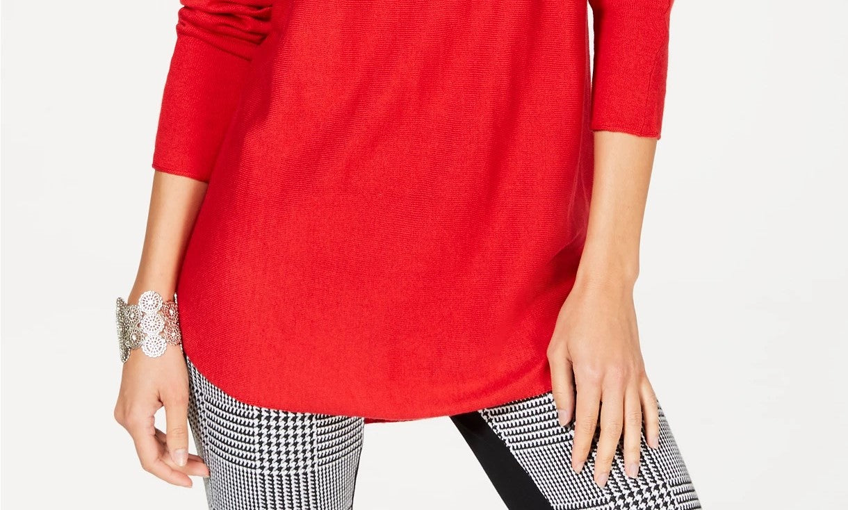 INC International Concepts Suéter Túnica Feminino Vermelho Tamanho Pequeno Médio