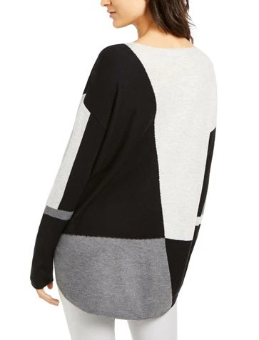 Suéter feminino Petite Colorblocked da INC International Concepts, cinza, tamanho grande