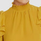 1.STATE Blusa feminina lisa com mangas esvoaçantes, amarela