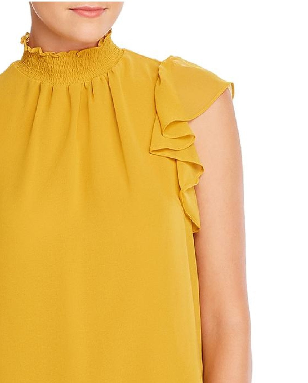 1.STATE Blusa feminina lisa com mangas esvoaçantes, amarela