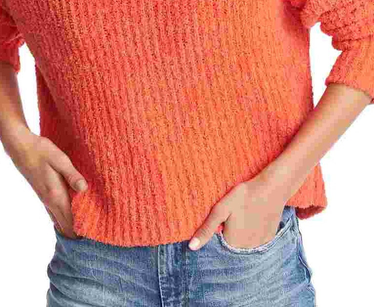 1.STATE Suéter texturizado aconchegante feminino laranja