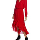 1.STATE Vestido Feminino Smocked High-Low Vermelho