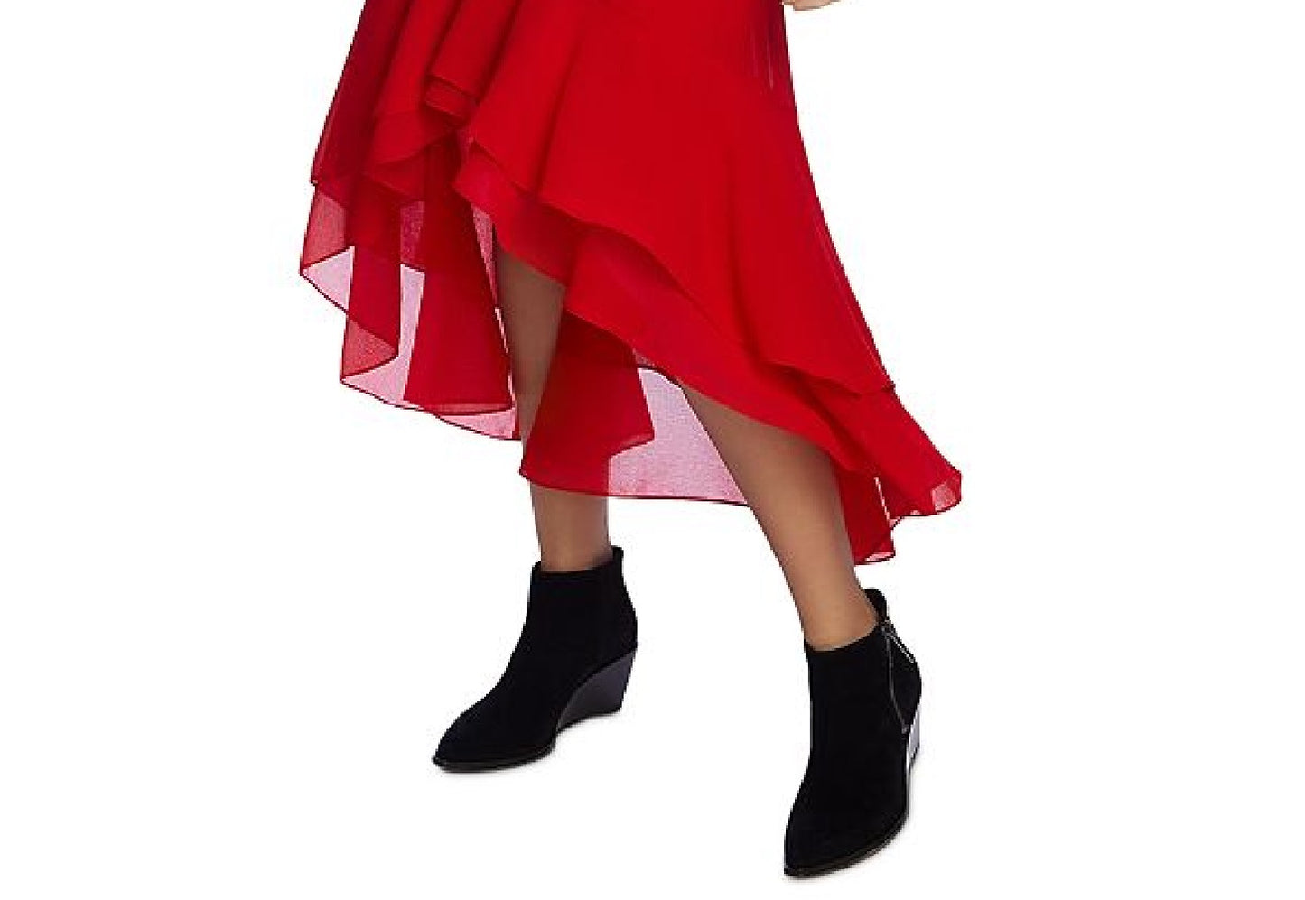 1.STATE Vestido Feminino Smocked High-Low Vermelho