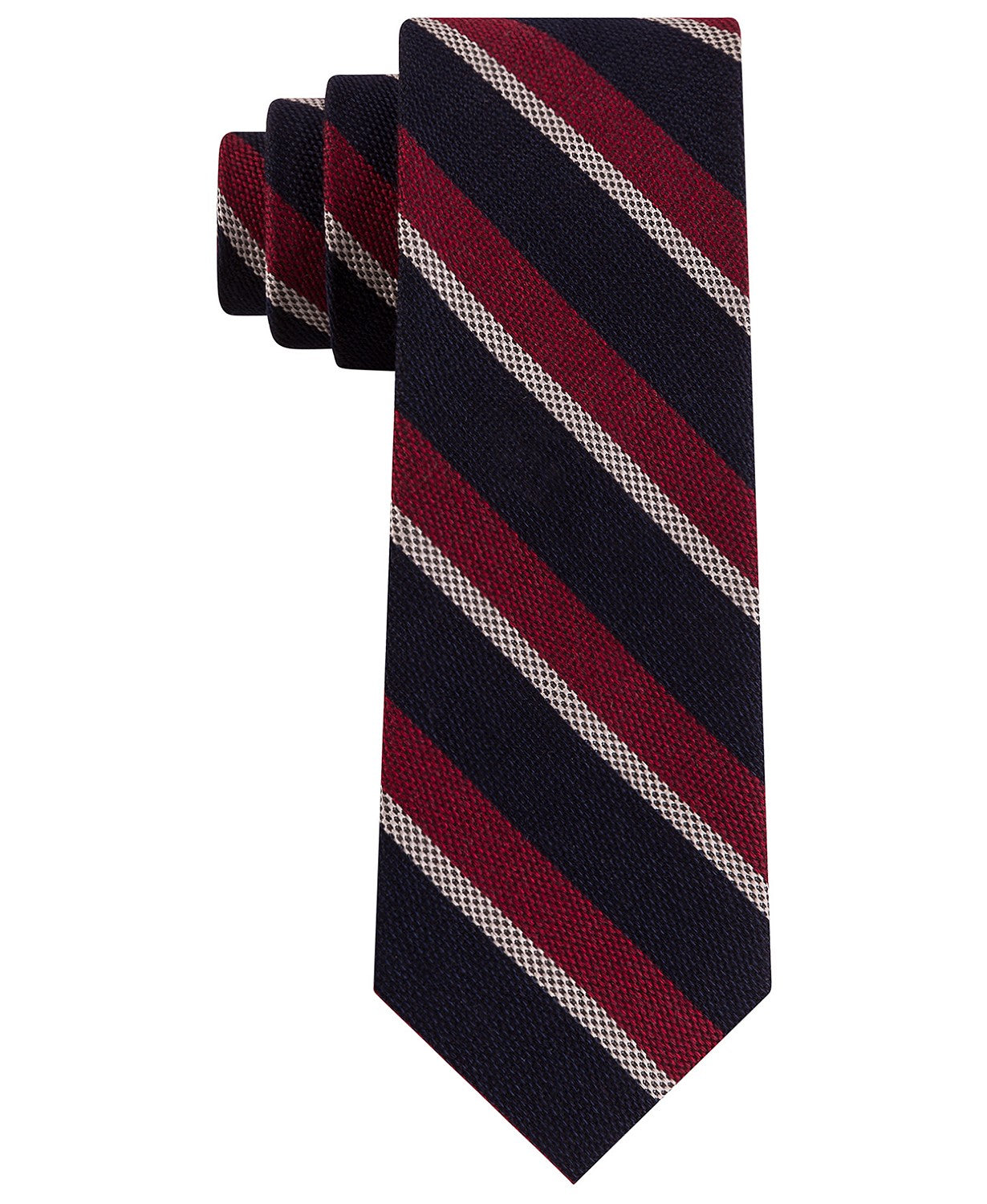 Gravata listrada texturizada fina masculina Tommy Hilfiger vermelha tamanho regular