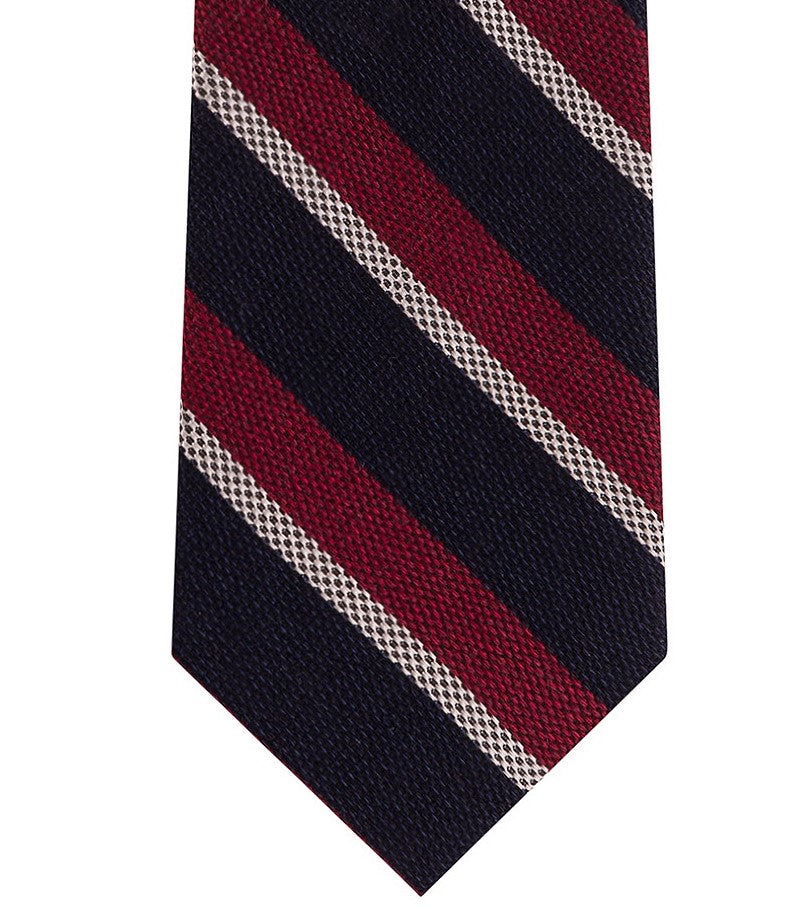 Gravata listrada texturizada fina masculina Tommy Hilfiger vermelha tamanho regular
