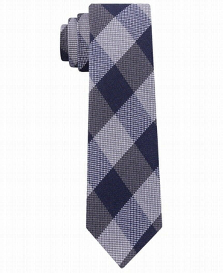 Gravata xadrez texturizada fina masculina Tommy Hilfiger cinza tamanho regular