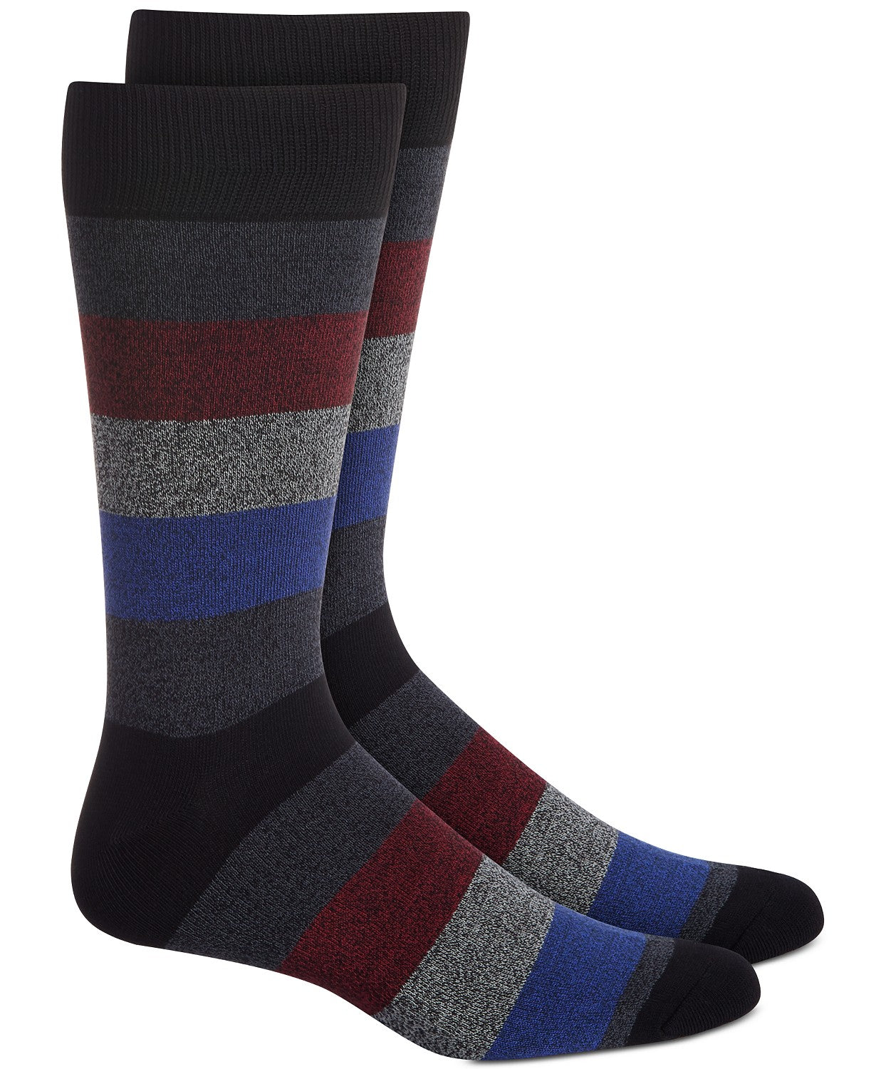 Meias Perry Ellis Rugby-Stripe Masculinas Pretas Tamanho Regular