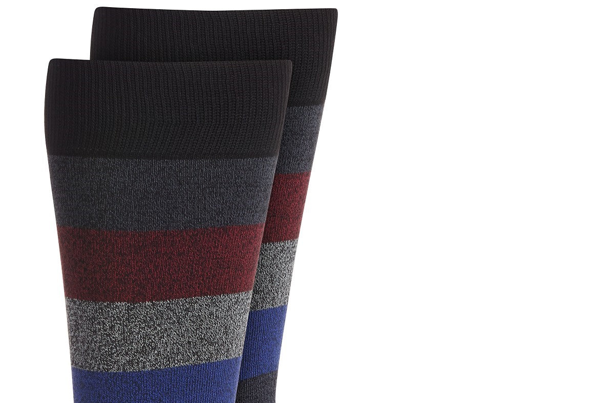 Meias Perry Ellis Rugby-Stripe Masculinas Pretas Tamanho Regular