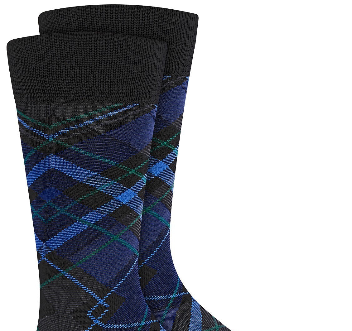 Meias xadrez de microfibra masculinas Perry Ellis, pretas, tamanho regular