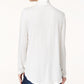 JM Collection Blusa feminina de malha com manga comprida e gola alta, cor marfim, branca, tamanho médio