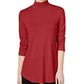 JM Collection Blusa feminina de gola alta vermelha tamanho médio