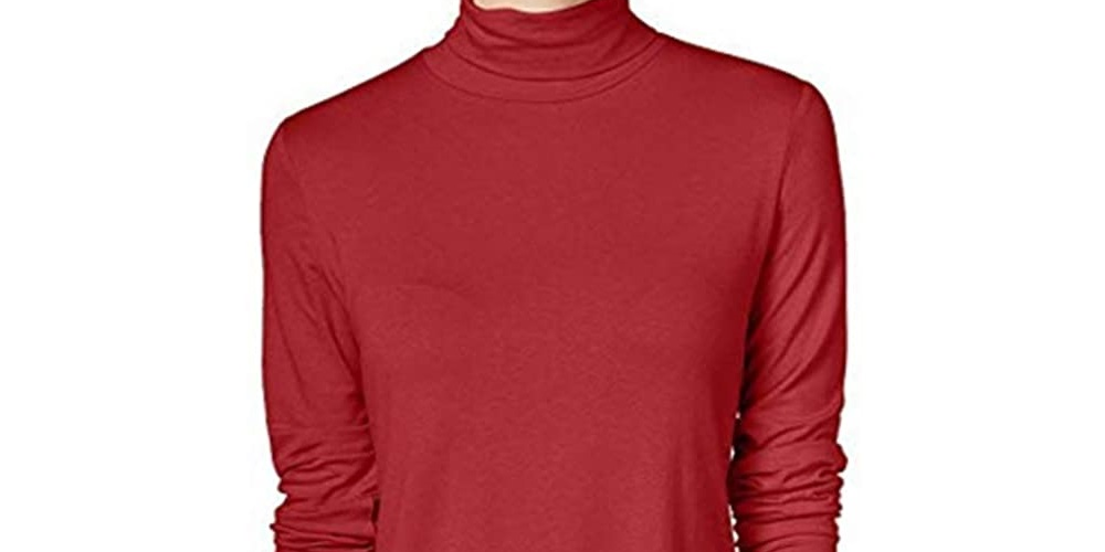 JM Collection Blusa feminina de gola alta vermelha tamanho médio