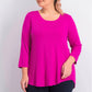 JM Collection Top feminino plus size com decote redondo, rosa médio, tamanho OX
